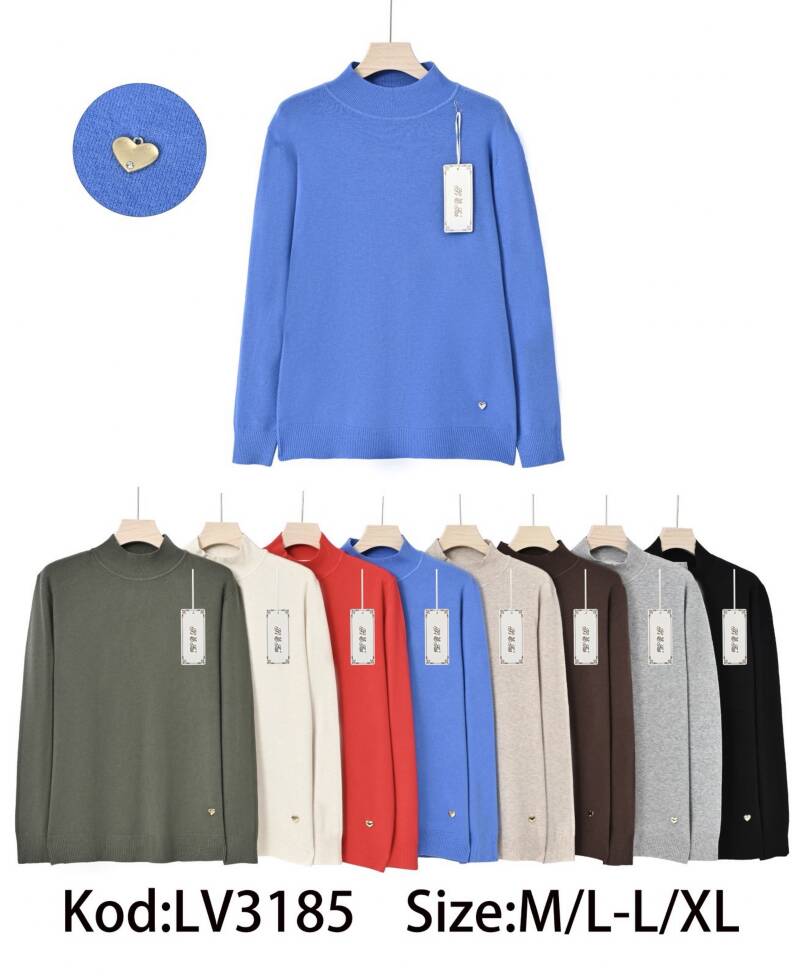 Swetry damskie Roz M/L-L/XL. Mix kolor. Paczka 8 szt